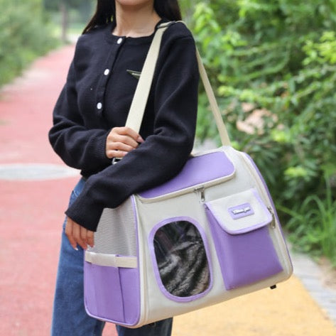Trapezoid Pet Backpack Carrier - Purple