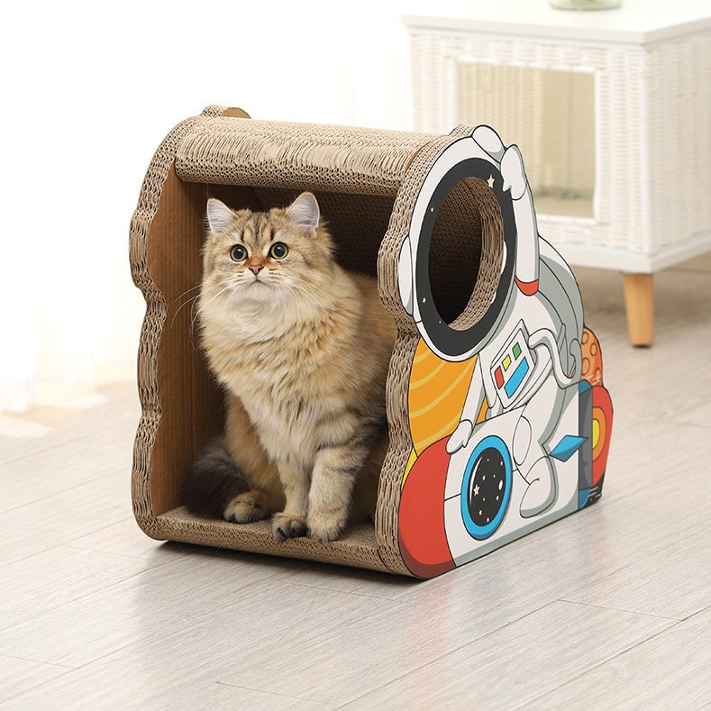 Cat Cardboard Scratcher House - Astronaut