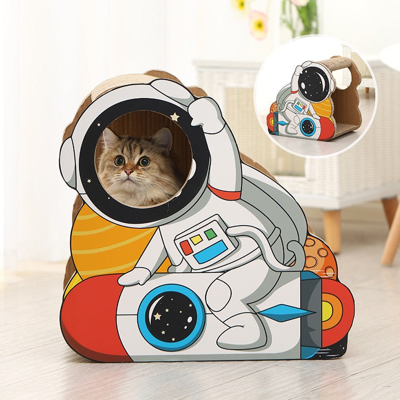 Cat Cardboard Scratcher House - Astronaut