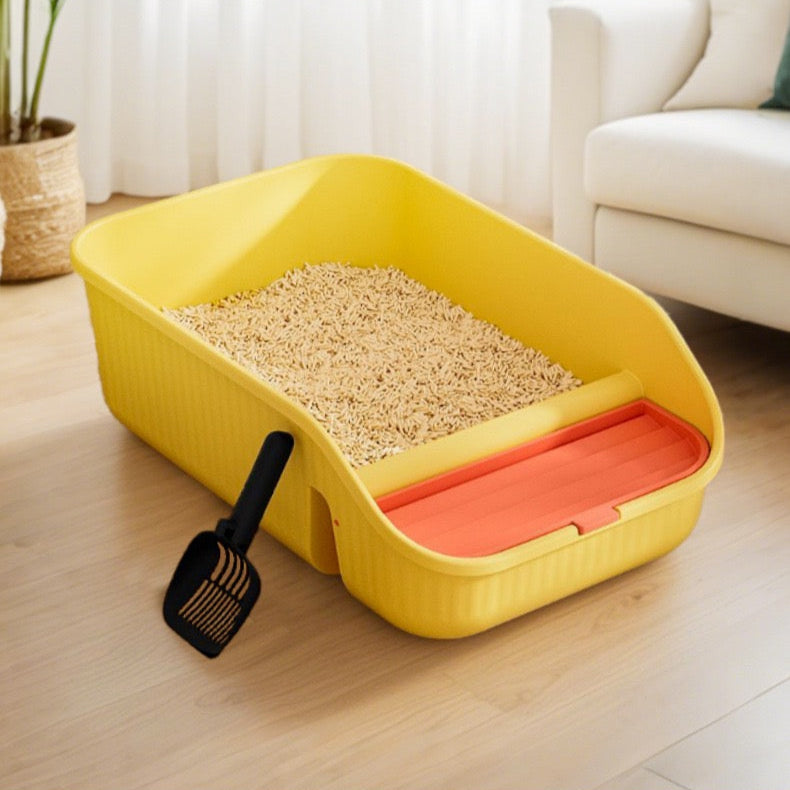 Open Top Cat Litter Box - Yellow