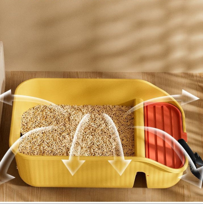Open Top Cat Litter Box - Yellow