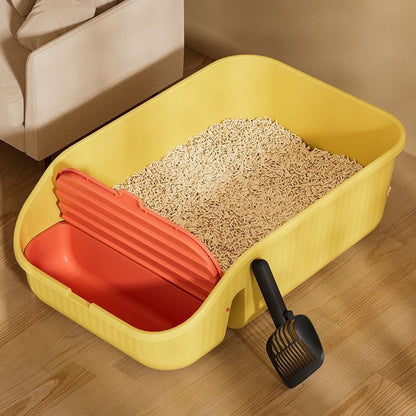 Open Top Cat Litter Box - Yellow