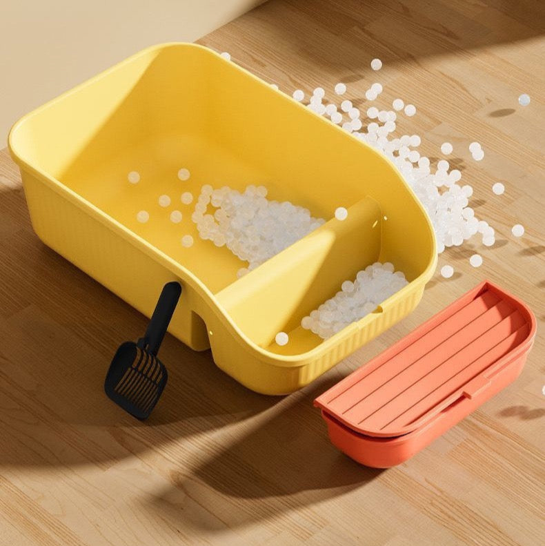 Open Top Cat Litter Box - Yellow