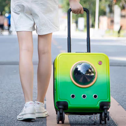 Pet Space Capsule Carrier With Wheels