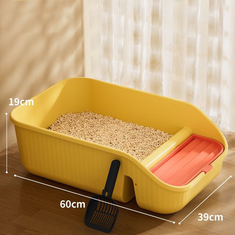 Open Top Cat Litter Box - Yellow