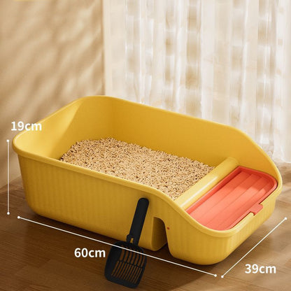 Open Top Cat Litter Box - Yellow