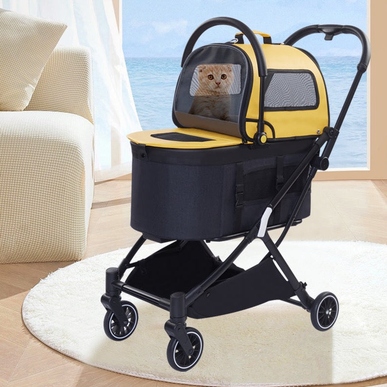 Foldable Pet Stroller with 2 Detachable Carriers PC200