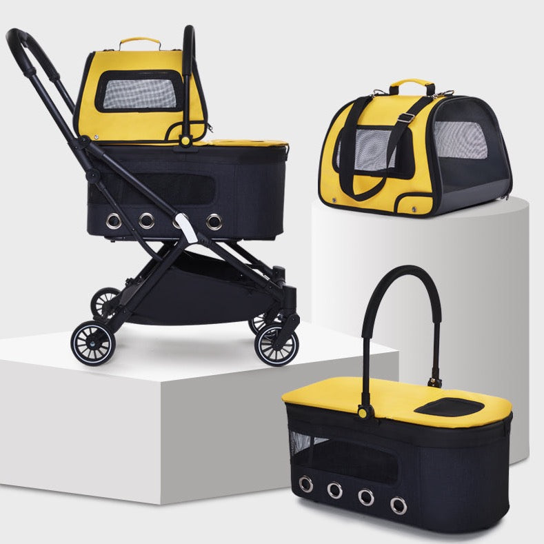 Foldable Pet Stroller with 2 Detachable Carriers PC200